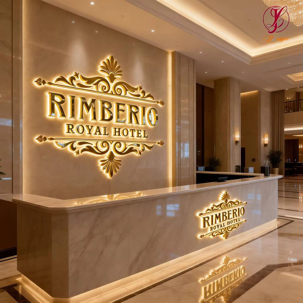 Rimberio Royal Hotel reception signage